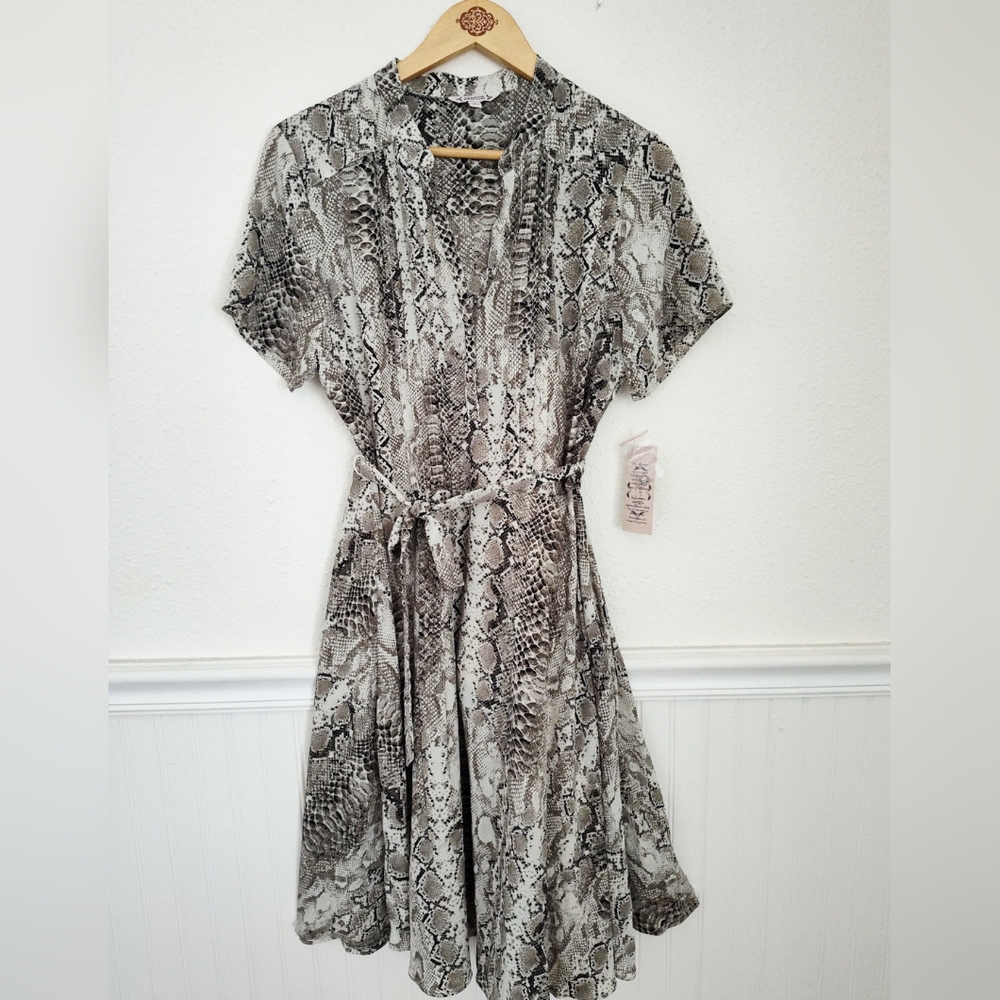 New! Nanette Lepore Snake Print Semi Sheer Dress With Slip Quiet Luxury Size 14 - Picture 1 of 5